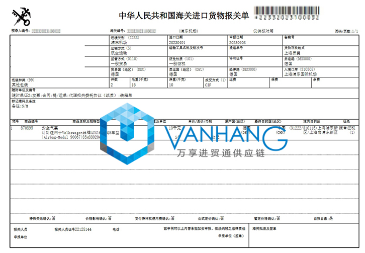 德國汽車配件進口報關流程